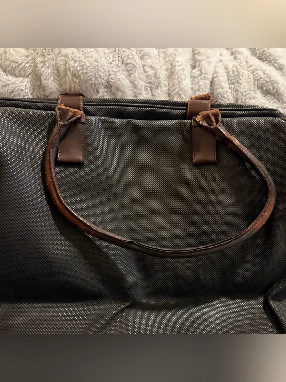 Bottega Veneta Black Weekender Bag with Brown Leather Handles